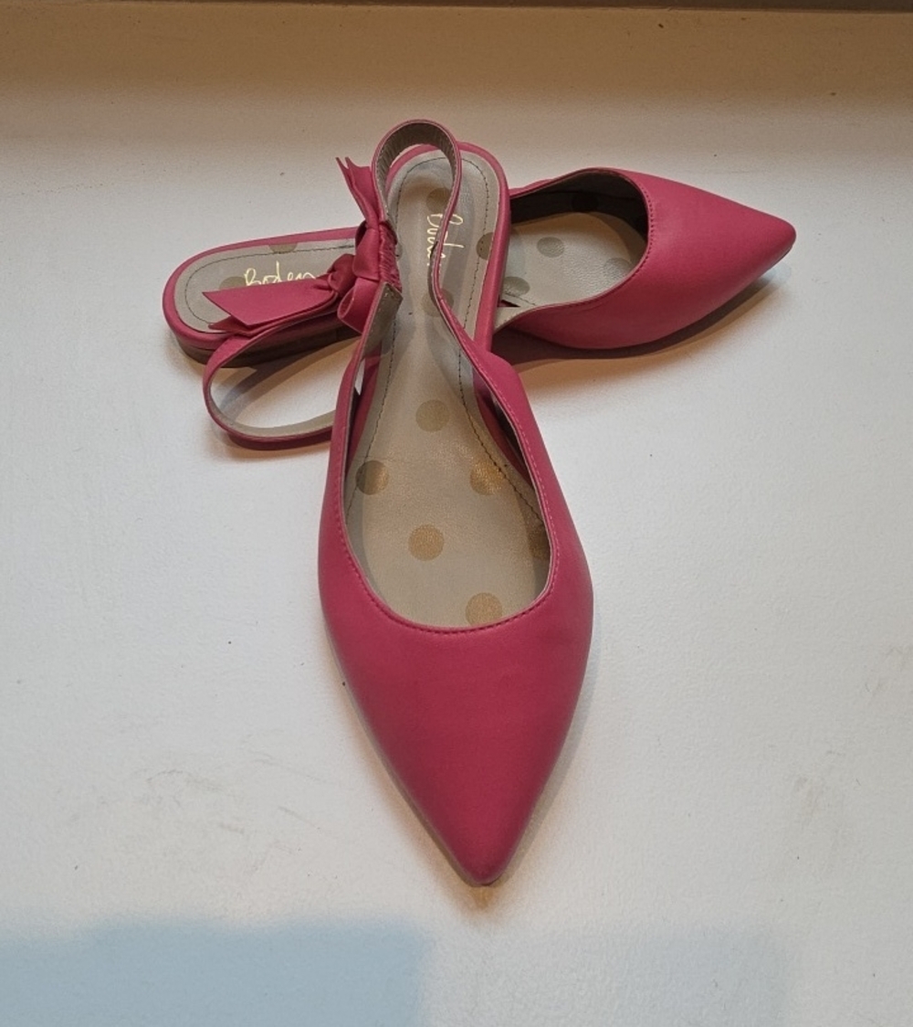 Boden Pink Leather Pointed Slingback Flats